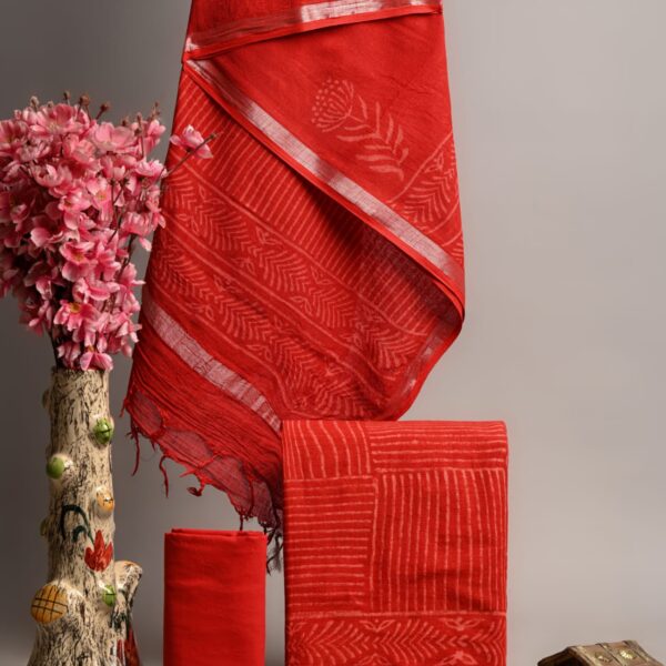 Fire Engine Red Linen Cotton Suit