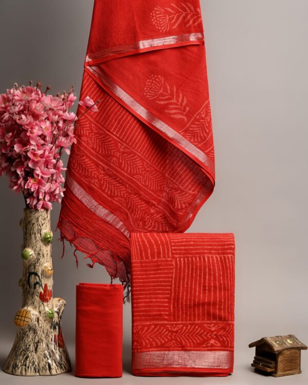 Fire Engine Red Linen Cotton Suit
