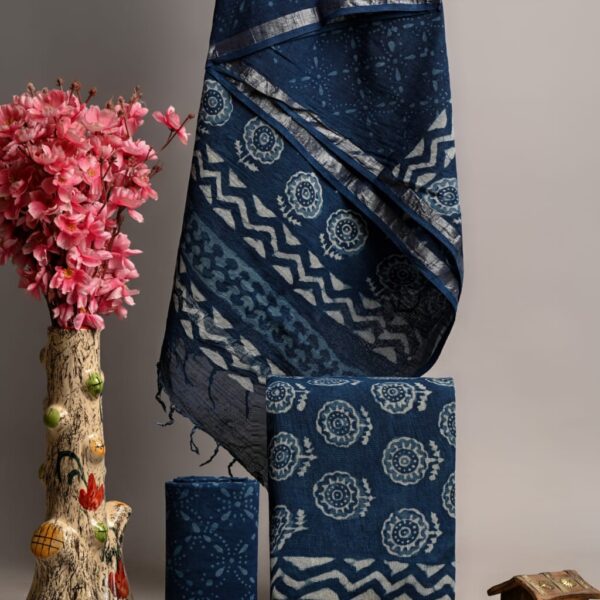 Blue Charcoal Linen Suit Set