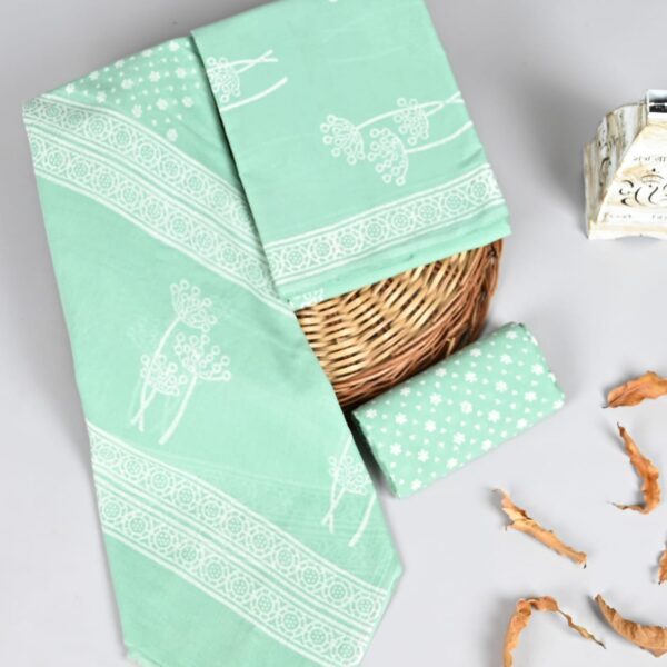Green-Cyan Cotton Dupatta Suit