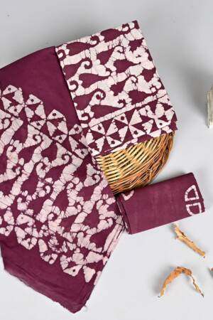 Purple Brown Cotton Dupatta Suit