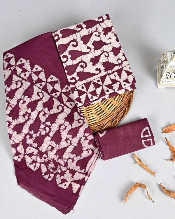 Purple Brown Cotton Dupatta Suit