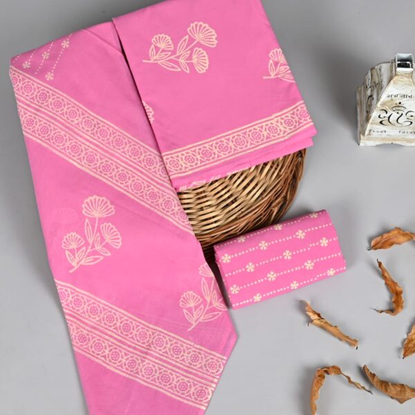 Rose Pink Cotton Dupatta Suit