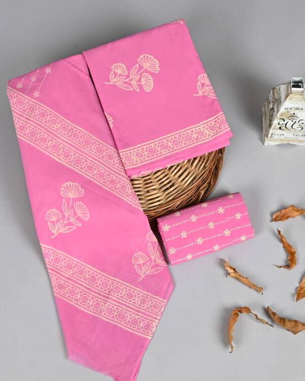 Rose Pink Cotton Dupatta Suit