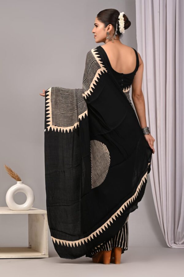 Dark Grey Modal Silk Saree - Image 2