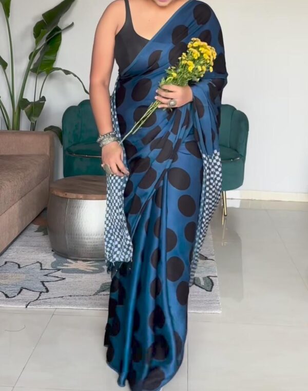 Dark Blue grey Modal Silk Saree - Image 3