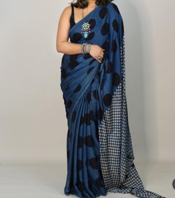 Dark Blue grey Modal Silk Saree