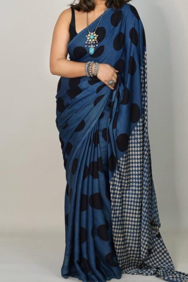 Dark Blue grey Modal Silk Saree