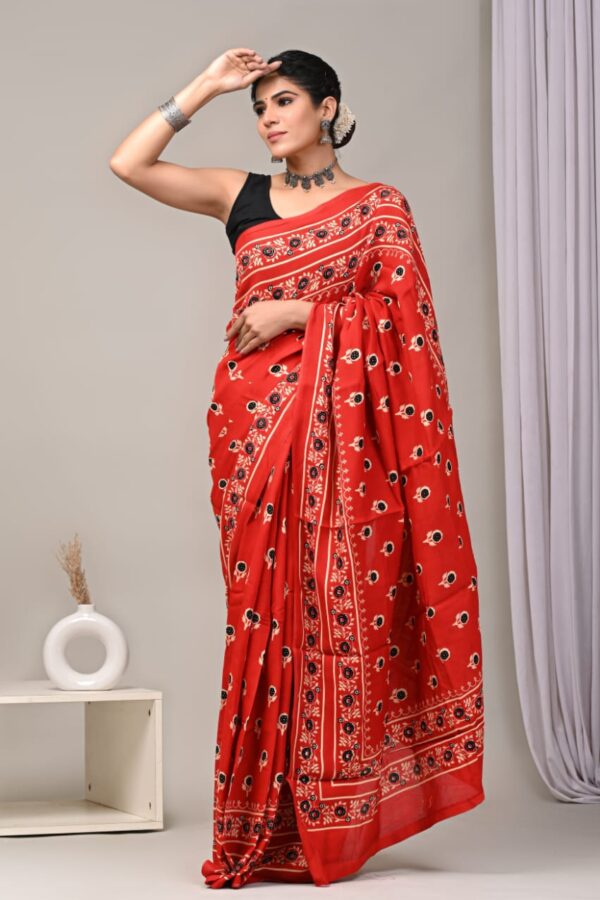 Fire Engine Red Modal Silk Saree