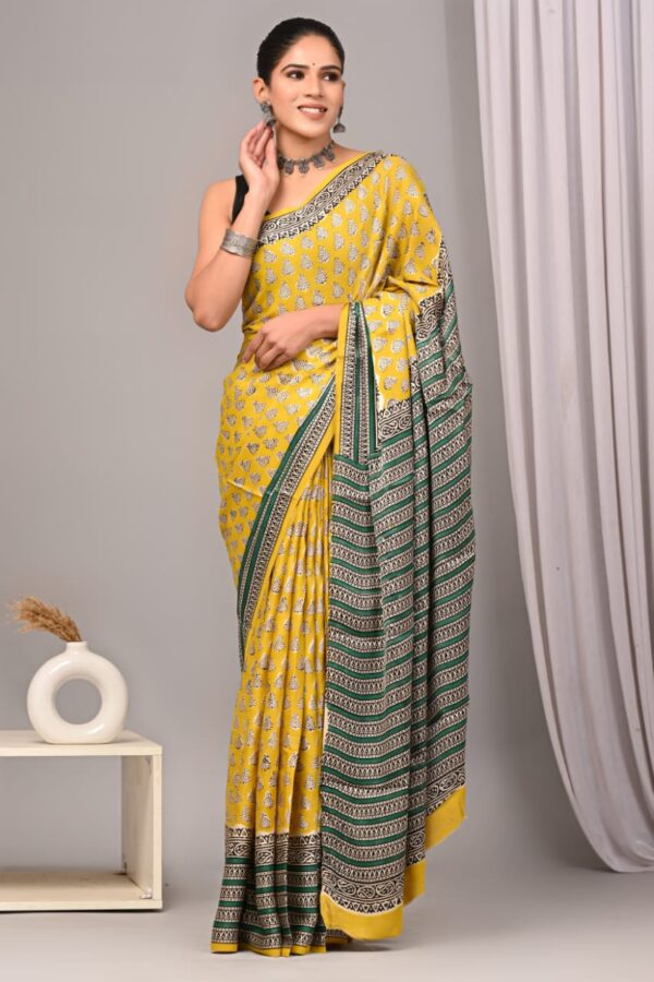 Lightning Yellow Modal Silk Saree
