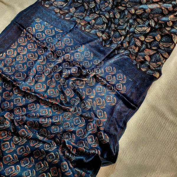 modal silk saree (20) Dull Blue Modal Silk Saree