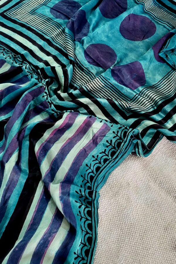 Greenish Blue Modal Silk Saree