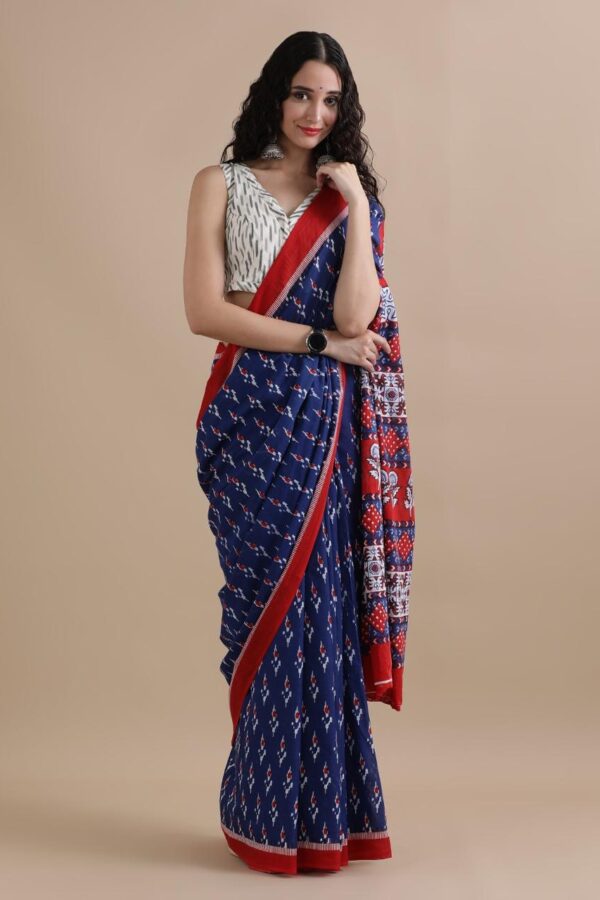 Blue Zodiac Cotton Saree