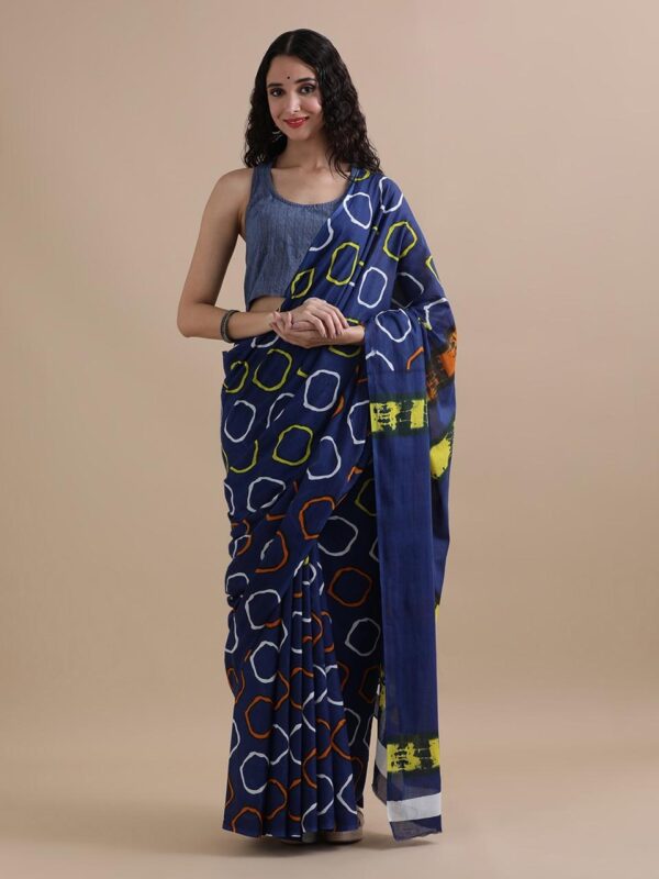 Dark Blue Mul Cotton Saree