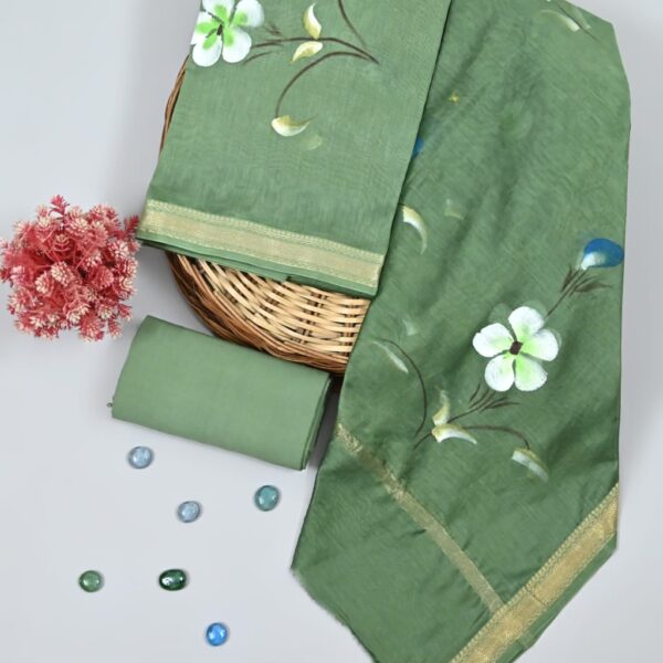Maheshwari Silk Suit3 Spanish Green Maheshwari Silk Suit