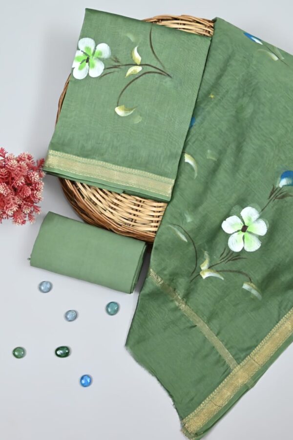 Spanish Green Maheshwari Silk Suit