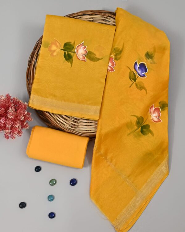 Golden Yellow Maheshwari Silk Suit