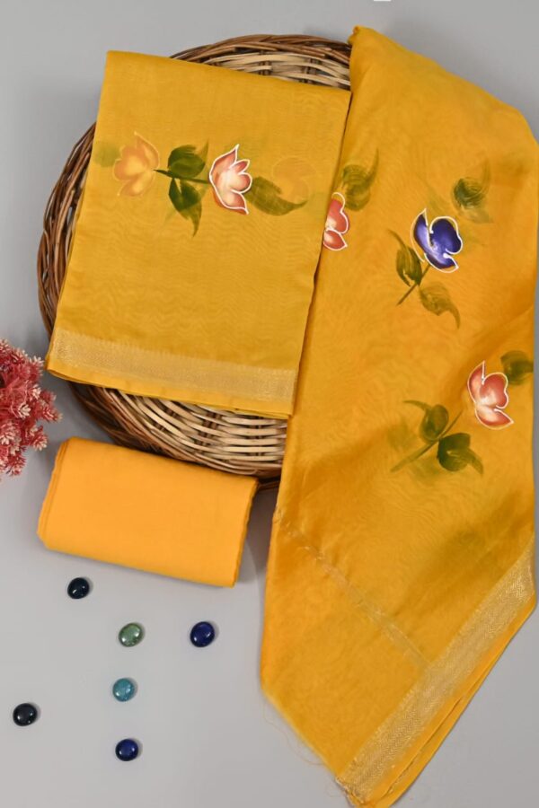 Golden Yellow Maheshwari Silk Suit
