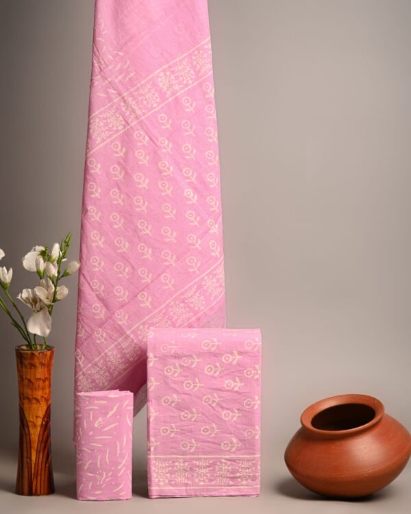 Soft Pink Cotton Dupatta Suit