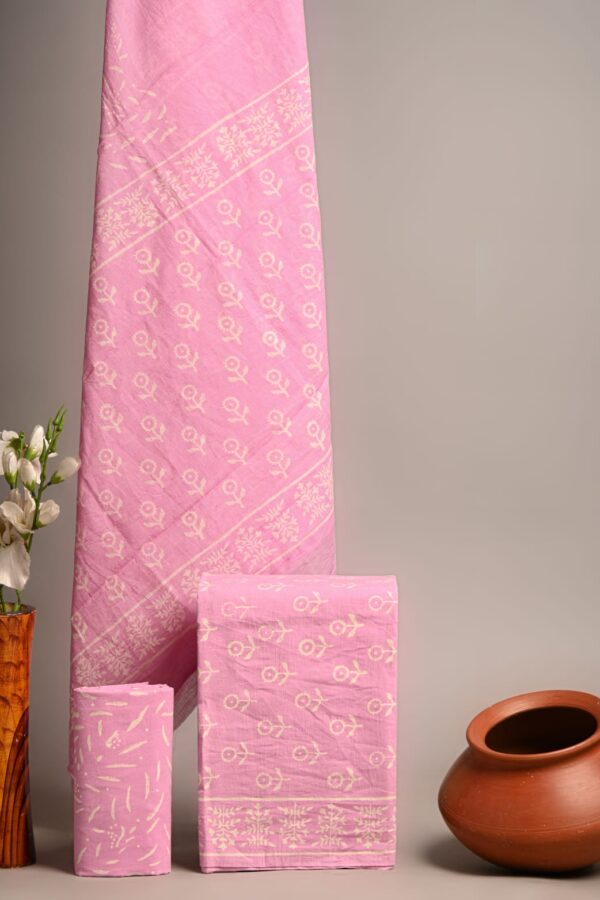 Soft Pink Cotton Dupatta Suit
