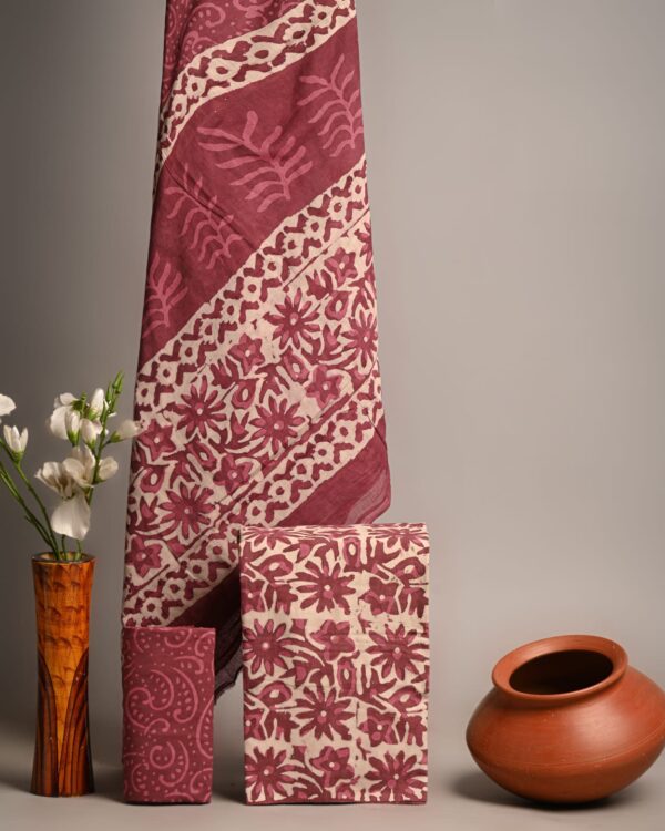 Smoky Topaz Pure Cotton Suits With Cotton Dupatta