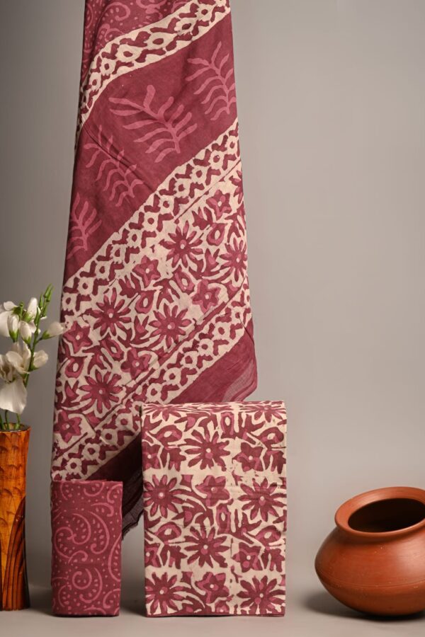 Smoky Topaz Pure Cotton Suits With Cotton Dupatta