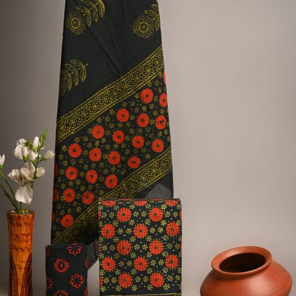 Rangoon Green cotton dupatta cotton suit