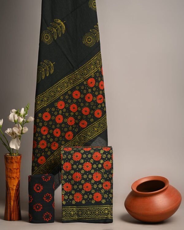 Rangoon Green cotton dupatta cotton suit
