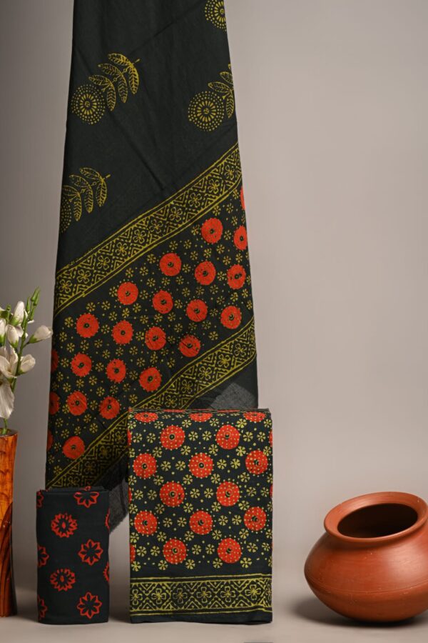 Rangoon Green cotton dupatta cotton suit
