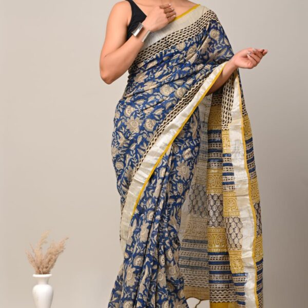 linen saree15 Blue Jay Linen Saree