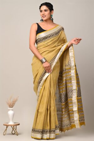 Sand Brown Linen Saree