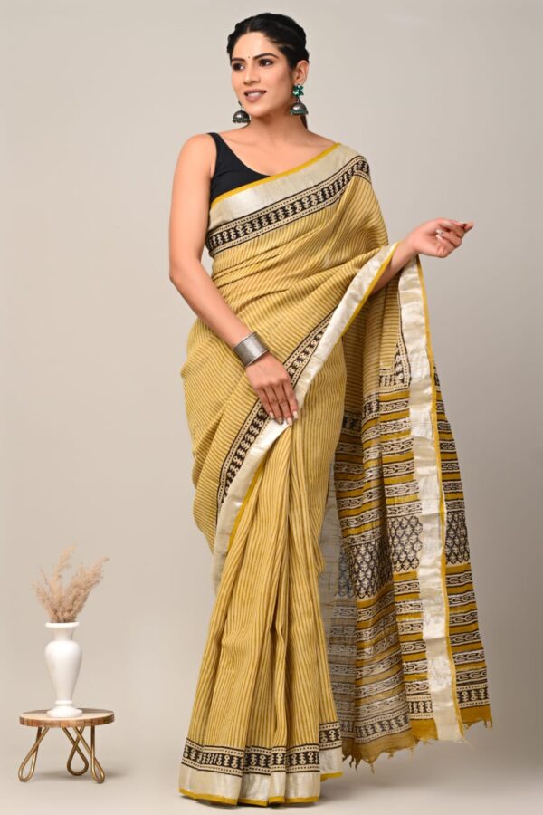 Sand Brown Linen Saree