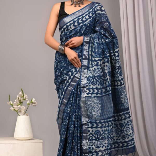 linen saree25 Pickled Bluewood Linen Cotton sarees