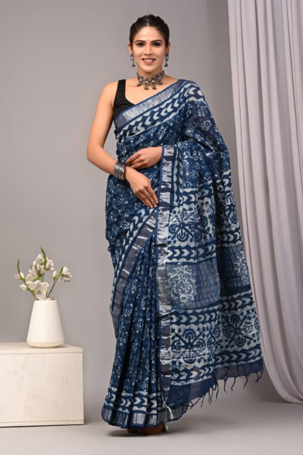 Pickled Bluewood Linen Cotton sarees