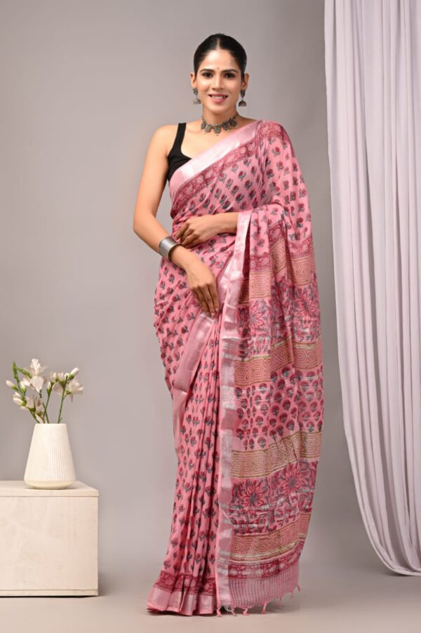 Carnation Pink Best Linen Saree