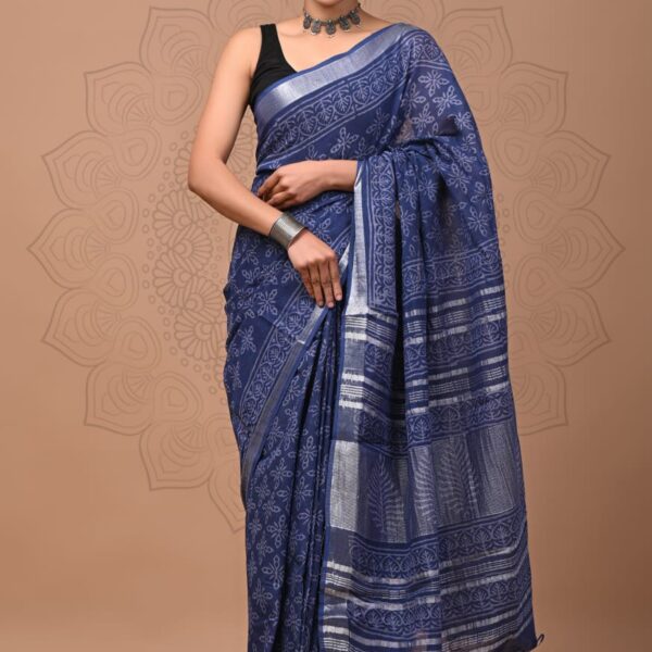 Linen sarees105 Cloud Burst Linen Cotton Saree