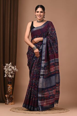 Cindor Linen Cotton Saree