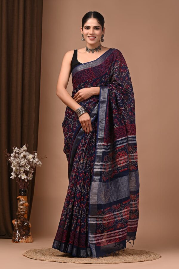 Cindor Linen Cotton Saree