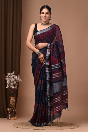 Haiti Linen Block Print Saree