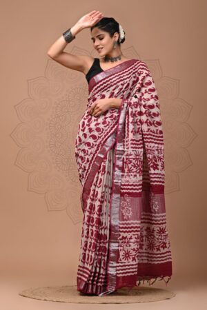 Vanilla Linen Cotton Saree