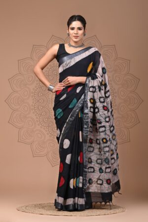 Grey Ghoose Linen Cotton Saree