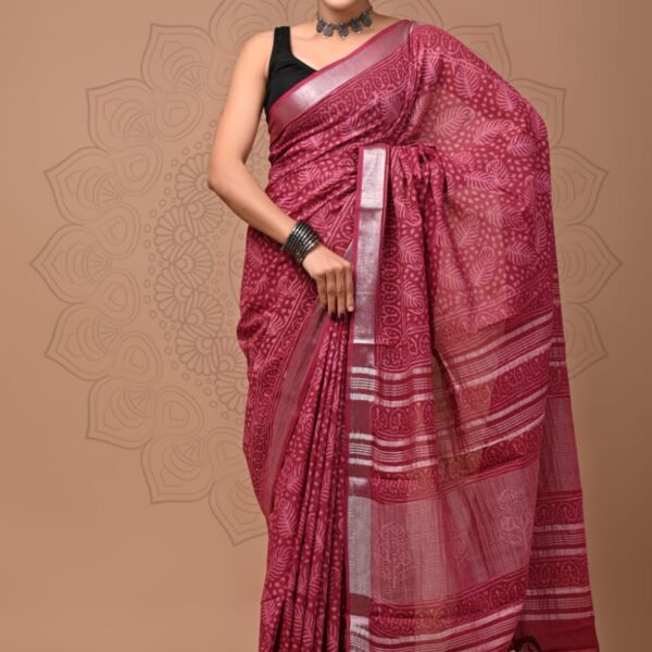Linen sarees95 Smoky Topaz Linen Cotton Saree