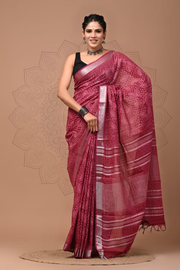 Smoky Topaz Linen Cotton Saree