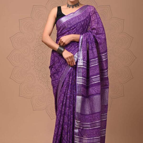Linen sarees96 Palatinate Purple Linen Cotton Saree