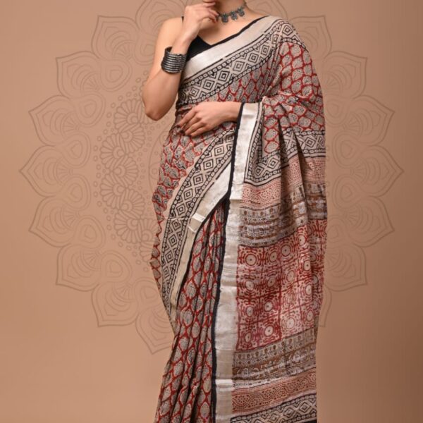 Linen sarees99 Falu Red Linen Cotton Saree