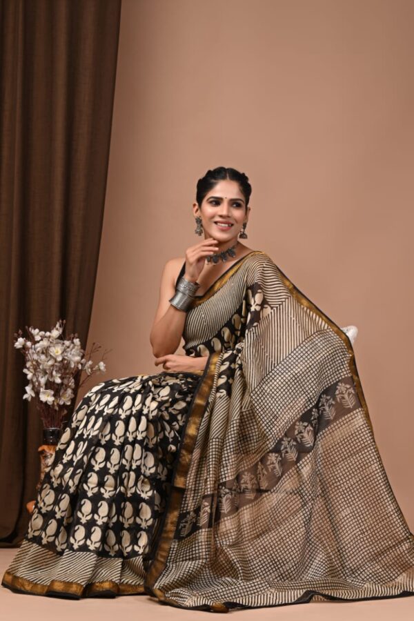 Birch Maheshwari Silk Saree