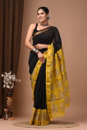 Corn Harvest Maheshwari Silk Saree