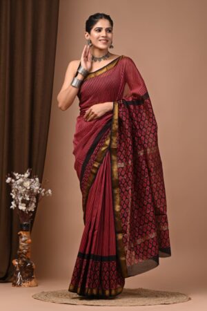 Merlot Maheshwari Silk Saree