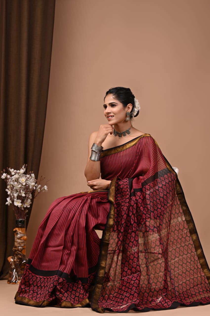 Merlot Maheshwari Silk Saree 2 Merlot Maheshwari Silk Saree