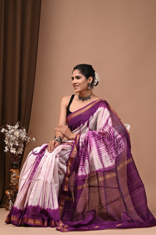 Boysenberry Maheshwari Silk Saree
